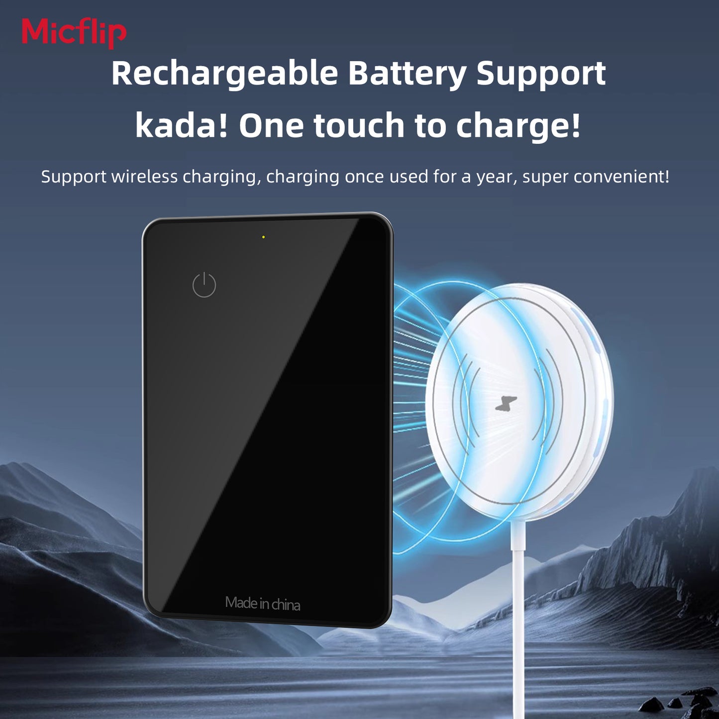 P045 Wallet Tracker Compatible with Apple Find My – 500mAh Rechargeable Wireless Qi Tile Tracker
