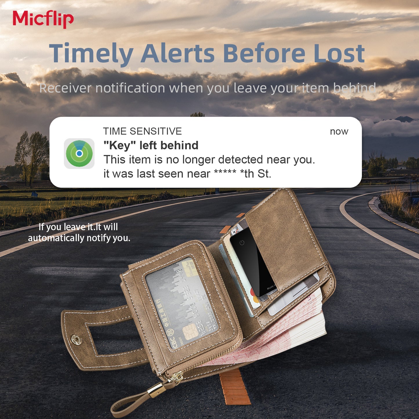 P045 Wallet Tracker Compatible with Apple Find My – 500mAh Rechargeable Wireless Qi Tile Tracker