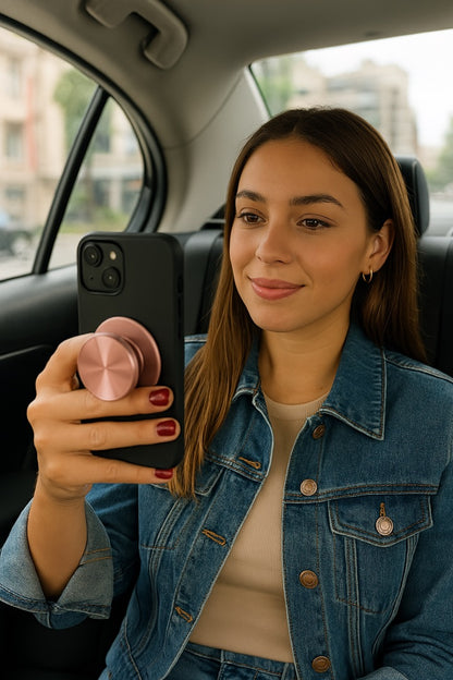Magnetic Phone Grip Kickstand - Compatible With MagSafe, iPhone, Samsung and Devices With Magnetic Shell Using The Adapter Ring (Included)
