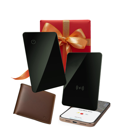 Wallet Tracker [Apple MFi Certified]  Compatible with Apple Find My – Global Positioning – Qi Rechargeable (Wireless Charging)– 100 dB Alarm – IP67 Waterproof – iOS Only