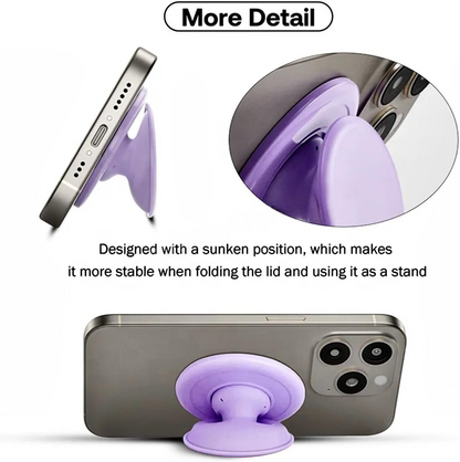 Magnetic Phone Grip Kickstand - Compatible With MagSafe, iPhone, Samsung and Devices With Magnetic Shell Using The Adapter Ring (Included)