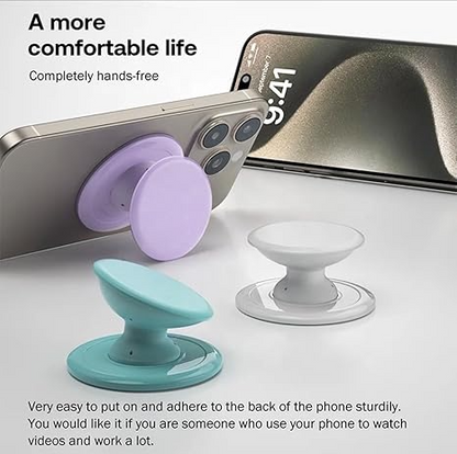 Magnetic Phone Grip Kickstand - Compatible With MagSafe, iPhone, Samsung and Devices With Magnetic Shell Using The Adapter Ring (Included)