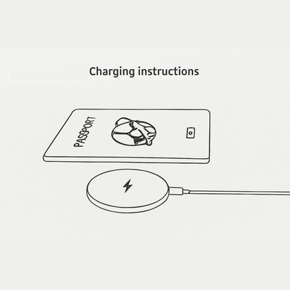 Smart Passport Holder [Apple MFi Certified] Built-in Tracker Compatible with Apple Find My (FMI) – Global Positioning – Qi Rechargeable (wireless charging) – 100 dB Alarm – iOS Only