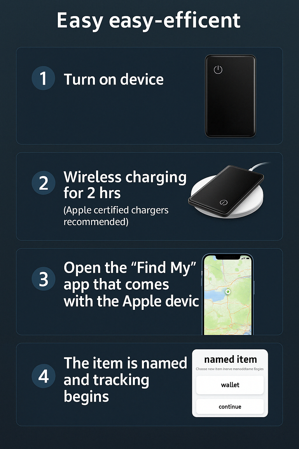 P045 Wallet Tracker Compatible with Apple Find My – 500mAh Rechargeable Wireless Qi Tile Tracker