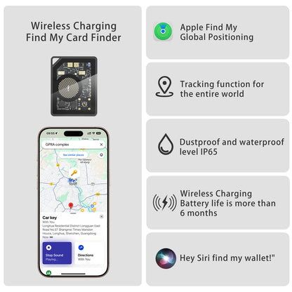 Mini Tracker [Apple MFi Certified] Global Positioning via Apple Find My (iOS Only) – Qi Rechargeable – 100 dB Alarm – Compact IP67 Locator for Keys, Bags & Luggage (iOS only)