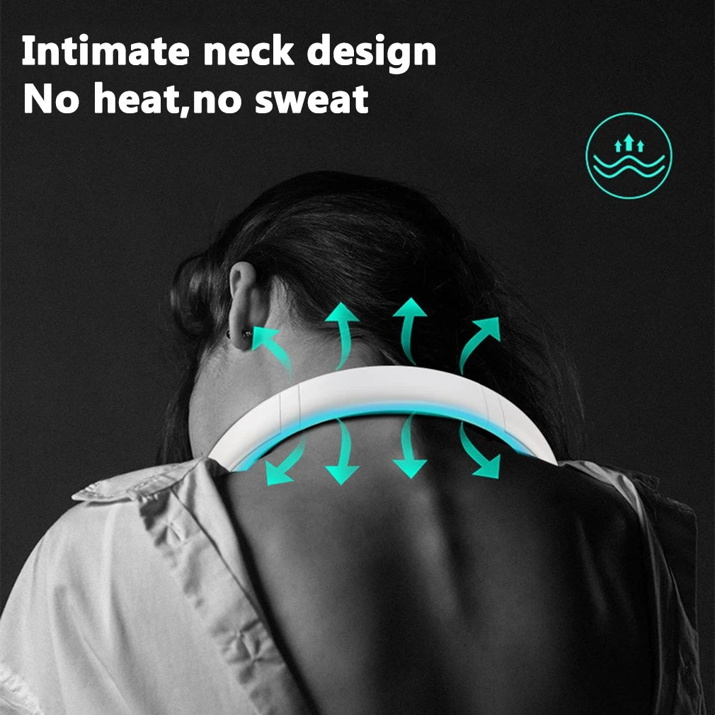 Nuevo Mini ventilador de cuello portátil sin aspas, cuello colgante, 1200mAh, Enfriador de aire recargable, 3 velocidades, Mini ventiladores deportivos de verano