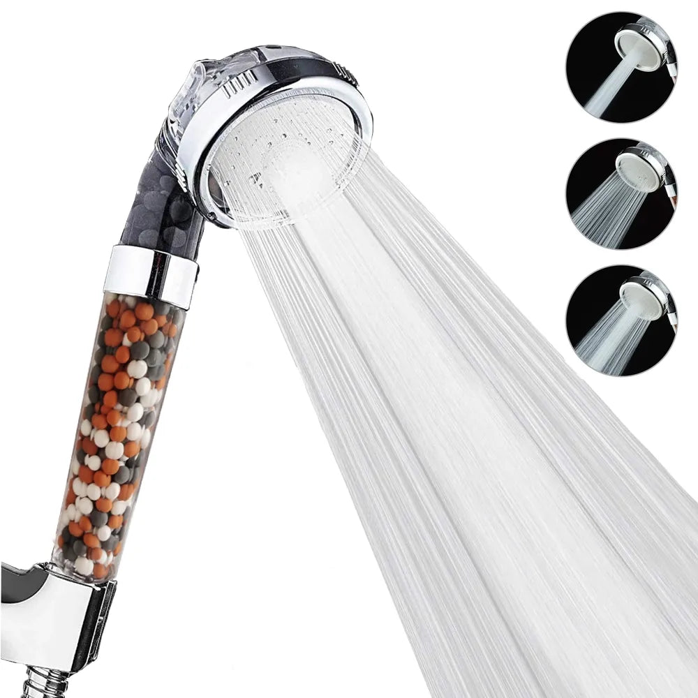 Zhangji 3 Functions High Pressure SPA Shower Head Water Saving Handheld Rainfall Bathroom Accessory Anion Filter Shower