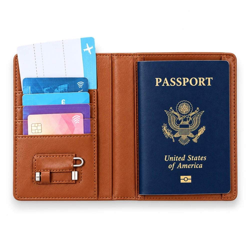K02 Passport Holder — iOS Only open with passport and card pockets
