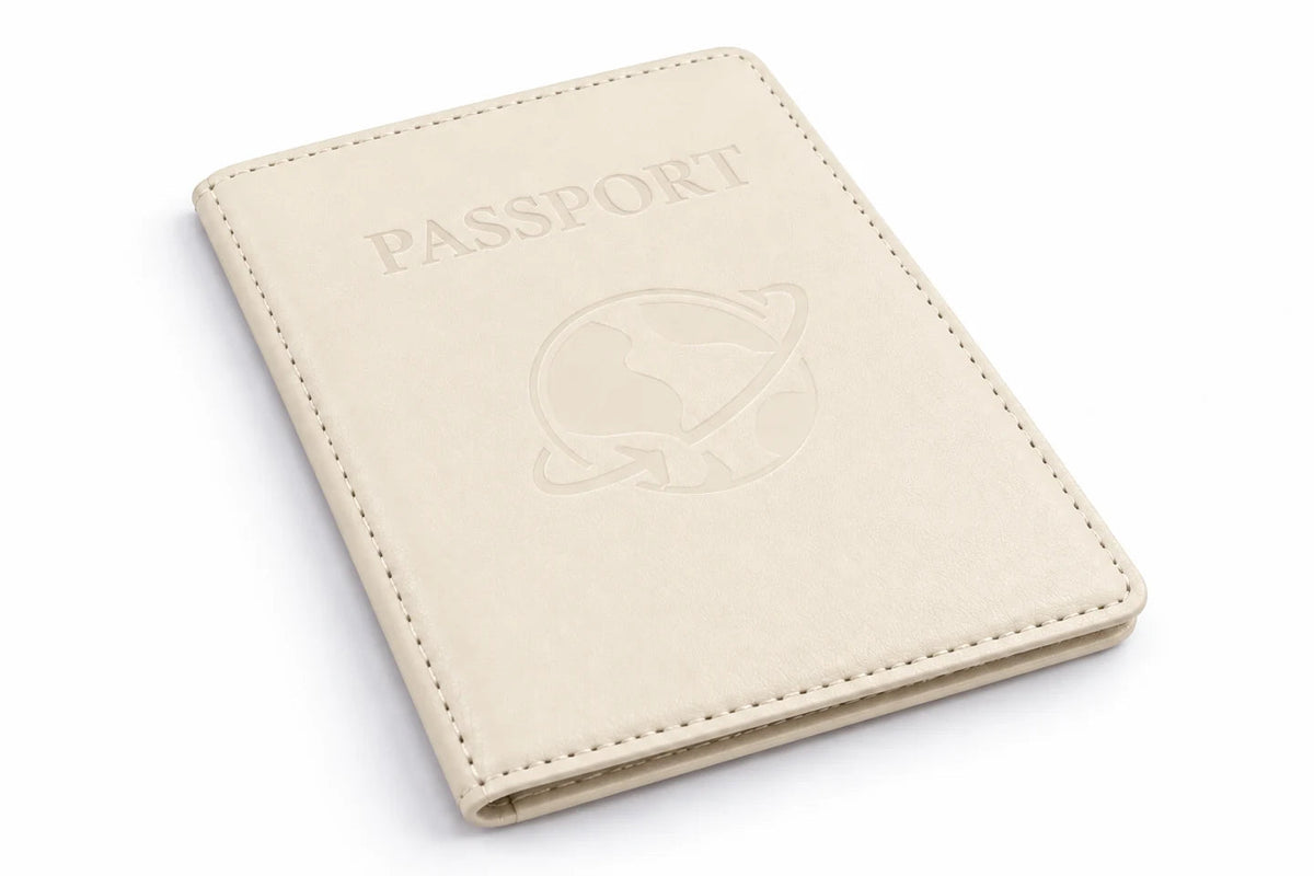 Ivory White K02 iOS Only passport holder — complete closed view